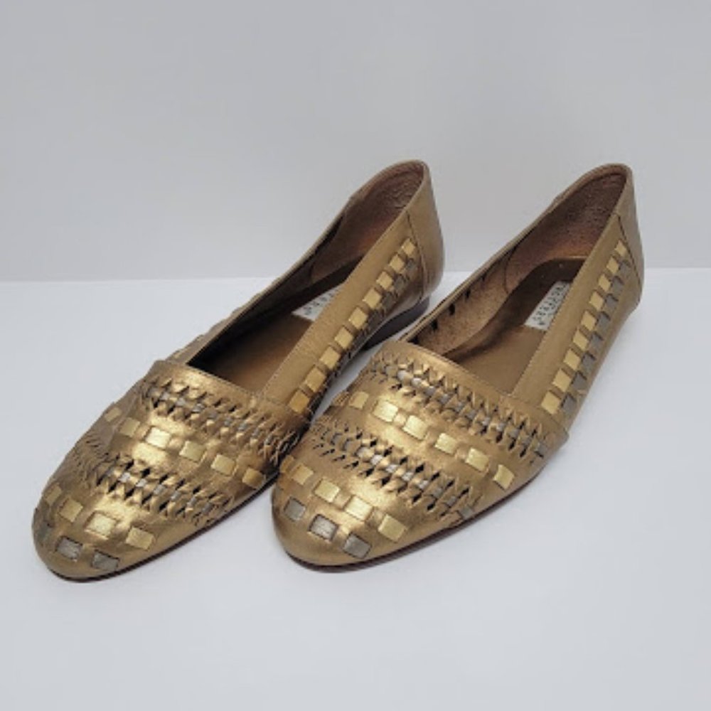 Trotters Avanti Flats - Golden and Some Silver Fun 90's Vintage Size 9.5 - EUC